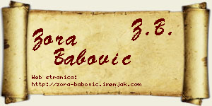 Zora Babović vizit kartica